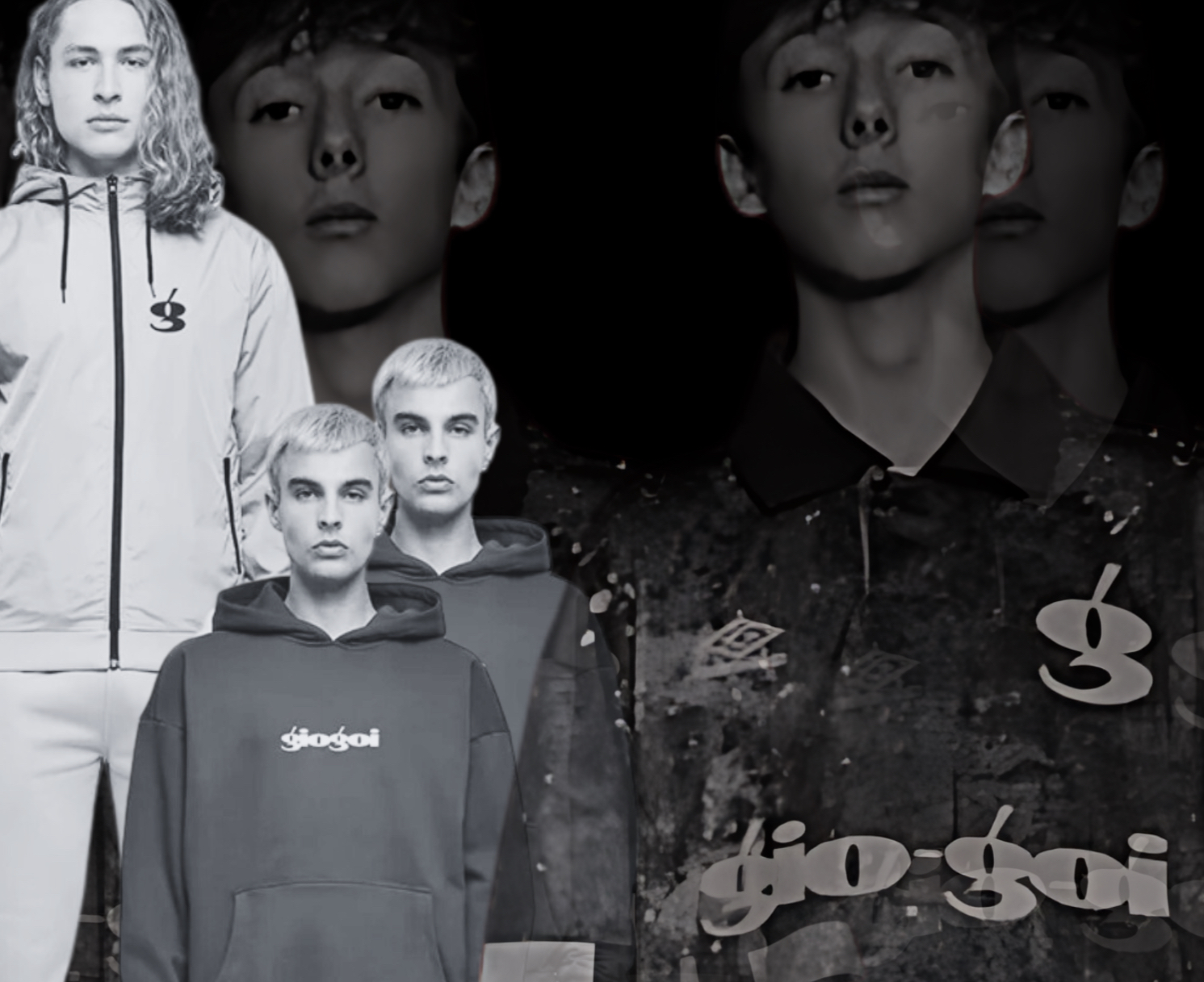 giogoi - black & white collage of models in giogoi clothing